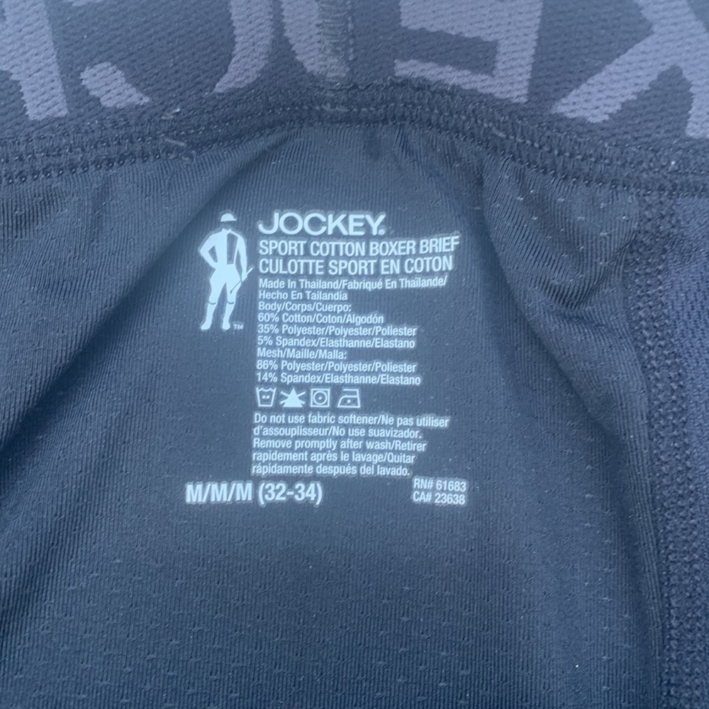 JOCKEY SPORT COTTON MEN'S BOXER BRIEFS BLACK SIZE M (32/34) - Picture 5 of 8